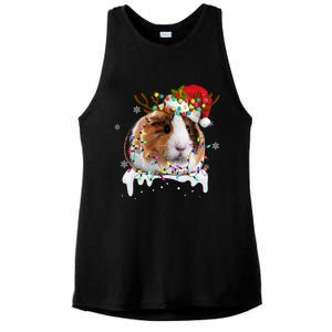 Funny Guinea Pig Reindeer Christmas Tree Light Guinea Pig Ladies PosiCharge Tri-Blend Wicking Tank