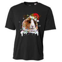 Funny Guinea Pig Reindeer Christmas Tree Light Guinea Pig Cooling Performance Crew T-Shirt