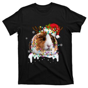 Funny Guinea Pig Reindeer Christmas Tree Light Guinea Pig T-Shirt