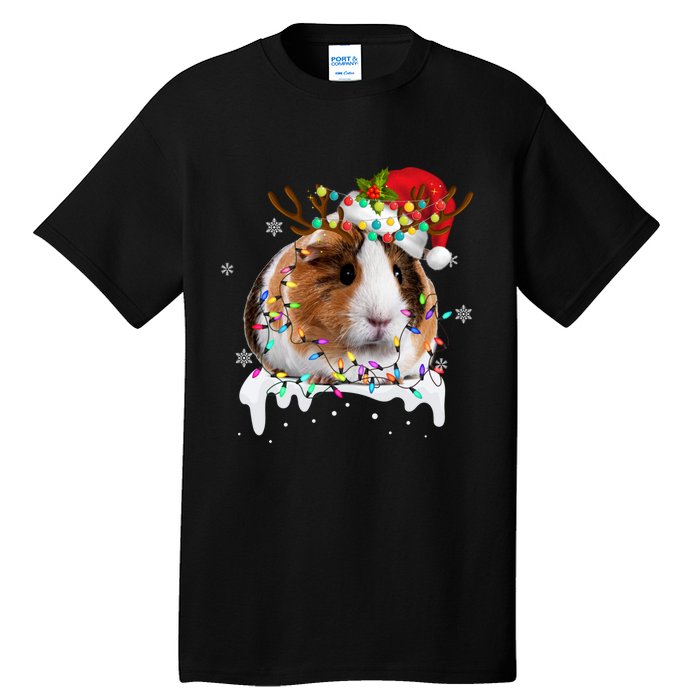 Funny Guinea Pig Reindeer Christmas Tree Light Guinea Pig Tall T-Shirt