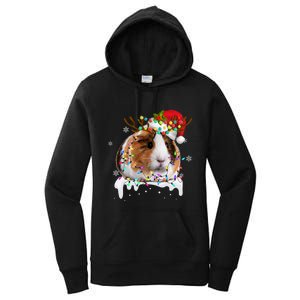 Funny Guinea Pig Reindeer Christmas Tree Light Guinea Pig Women's Pullover Hoodie