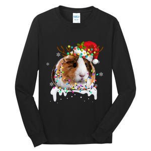 Funny Guinea Pig Reindeer Christmas Tree Light Guinea Pig Tall Long Sleeve T-Shirt