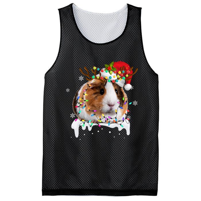 Funny Guinea Pig Reindeer Christmas Tree Light Guinea Pig Mesh Reversible Basketball Jersey Tank