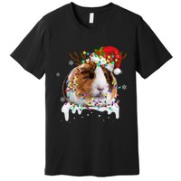 Funny Guinea Pig Reindeer Christmas Tree Light Guinea Pig Premium T-Shirt