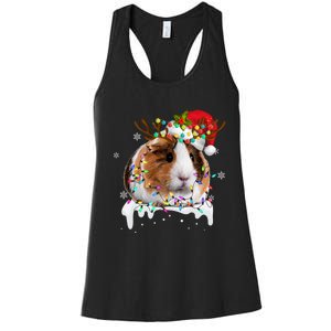 Funny Guinea Pig Reindeer Christmas Tree Light Guinea Pig Women's Racerback Tank