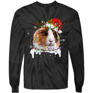 Funny Guinea Pig Reindeer Christmas Tree Light Guinea Pig Tie-Dye Long Sleeve Shirt