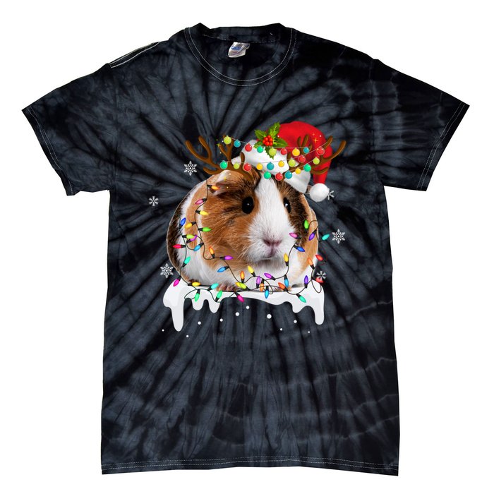 Funny Guinea Pig Reindeer Christmas Tree Light Guinea Pig Tie-Dye T-Shirt