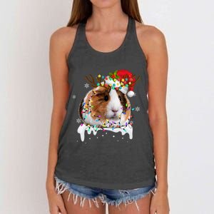 Funny Guinea Pig Reindeer Christmas Tree Light Guinea Pig Women's Knotted Racerback Tank