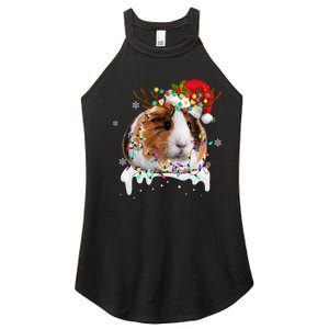 Funny Guinea Pig Reindeer Christmas Tree Light Guinea Pig Women's Perfect Tri Rocker Tank