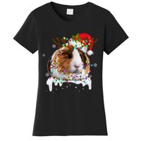 Funny Guinea Pig Reindeer Christmas Tree Light Guinea Pig Women's T-Shirt