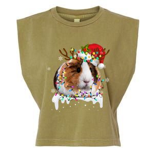 Funny Guinea Pig Reindeer Christmas Tree Light Guinea Pig Garment-Dyed Women's Muscle Tee