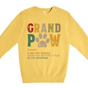 Funny Grand Paw Grandpa Dog Dad Definition Pawpa Fathers Day Premium Crewneck Sweatshirt