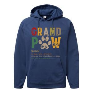 Funny Grand Paw Grandpa Dog Dad Definition Pawpa Fathers Day Performance Fleece Hoodie