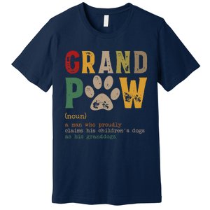 Funny Grand Paw Grandpa Dog Dad Definition Pawpa Fathers Day Premium T-Shirt