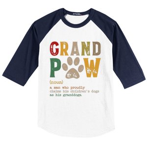 Funny Grand Paw Grandpa Dog Dad Definition Pawpa Fathers Day Baseball Sleeve Shirt