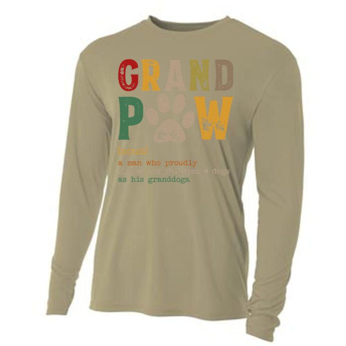 Funny Grand Paw Grandpa Dog Dad Definition Pawpa Fathers Day Cooling Performance Long Sleeve Crew