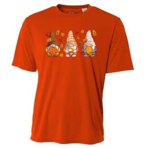 Fall Gnome Pumpkin Turkey  Thanksgiving Autumn Fall Cooling Performance Crew T-Shirt