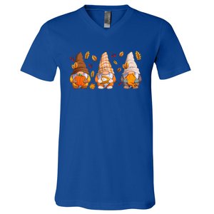 Fall Gnome Pumpkin Turkey  Thanksgiving Autumn Fall V-Neck T-Shirt