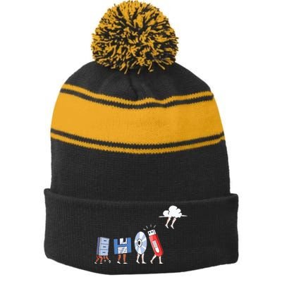 Funny Geek Programmer Nerd Developer – Computer Engineering Stripe Pom Pom Beanie