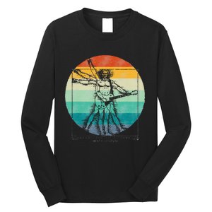 Funny Guitar Player Da Vinci Vitruvian Man Musicians Long Sleeve Shirt