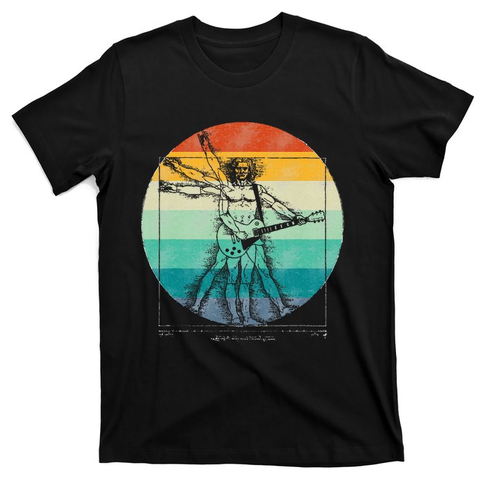 Funny Guitar Player Da Vinci Vitruvian Man Musicians T-Shirt