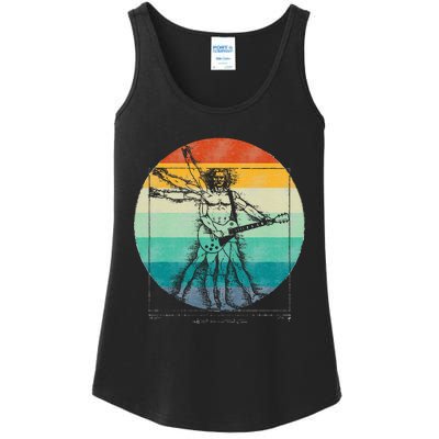 Funny Guitar Player Da Vinci Vitruvian Man Musicians Ladies Essential Tank