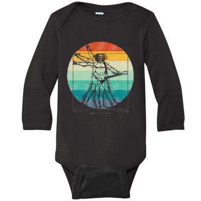 Funny Guitar Player Da Vinci Vitruvian Man Musicians Baby Long Sleeve Bodysuit