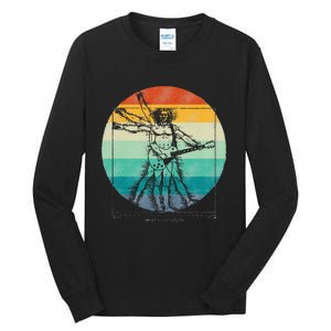 Funny Guitar Player Da Vinci Vitruvian Man Musicians Tall Long Sleeve T-Shirt