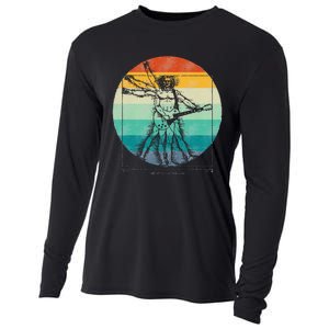 Funny Guitar Player Da Vinci Vitruvian Man Musicians Cooling Performance Long Sleeve Crew