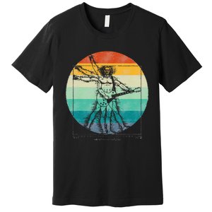 Funny Guitar Player Da Vinci Vitruvian Man Musicians Premium T-Shirt