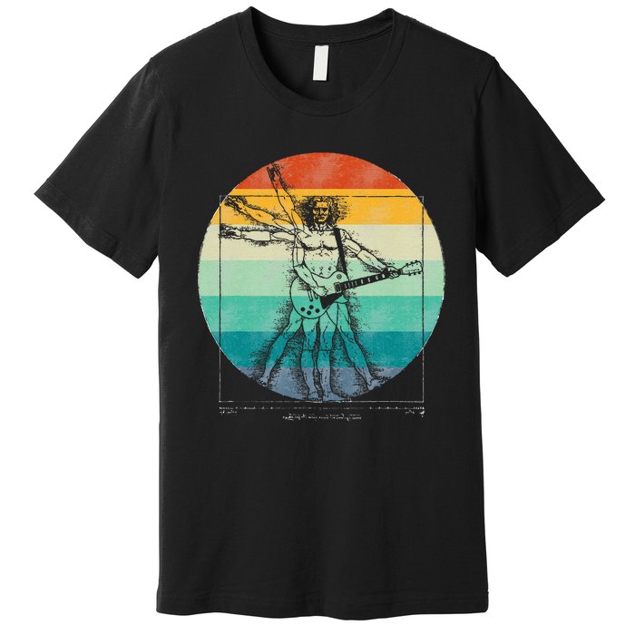 Funny Guitar Player Da Vinci Vitruvian Man Musicians Premium T-Shirt