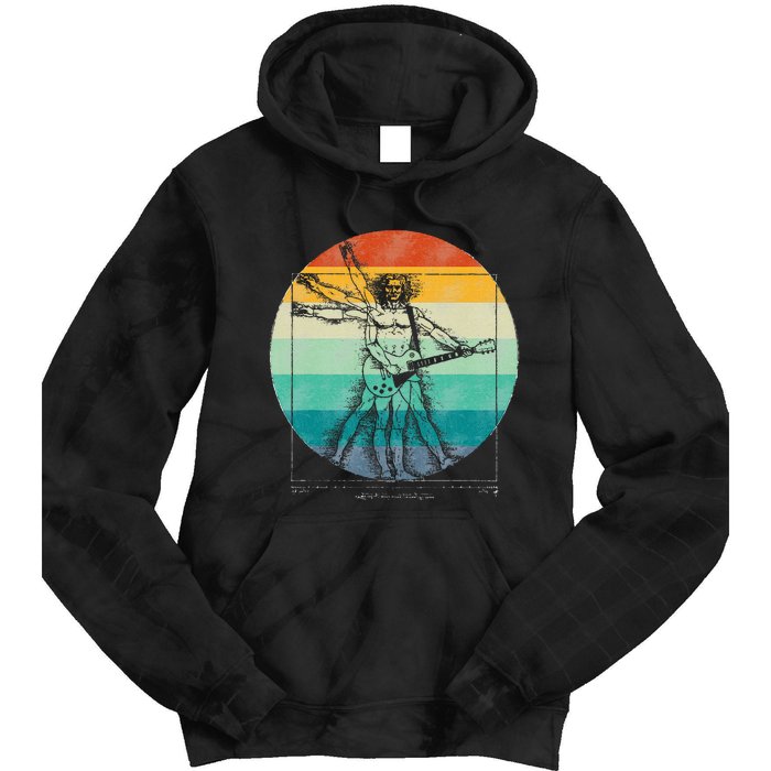 Funny Guitar Player Da Vinci Vitruvian Man Musicians Tie Dye Hoodie