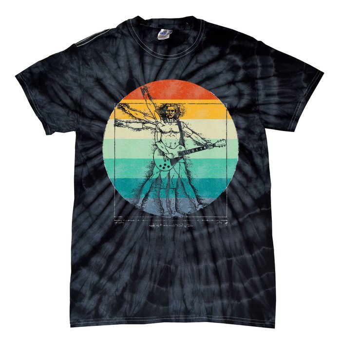 Funny Guitar Player Da Vinci Vitruvian Man Musicians Tie-Dye T-Shirt