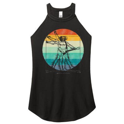 Funny Guitar Player Da Vinci Vitruvian Man Musicians Women’s Perfect Tri Rocker Tank