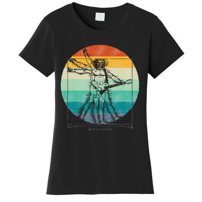 Funny Guitar Player Da Vinci Vitruvian Man Musicians Women's T-Shirt