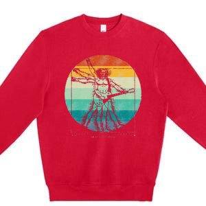 Funny Guitar Player Da Vinci Vitruvian Man Musicians Premium Crewneck Sweatshirt