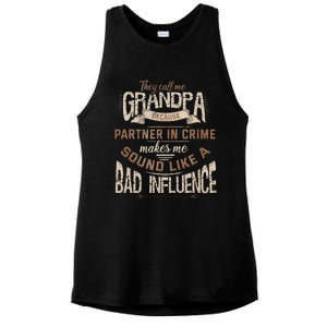 Funny Grandpa Partner In Crime Phrase Granddad Humor Ladies PosiCharge Tri-Blend Wicking Tank