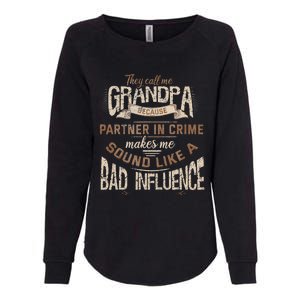 Funny Grandpa Partner In Crime Phrase Granddad Humor Womens California Wash Sweatshirt