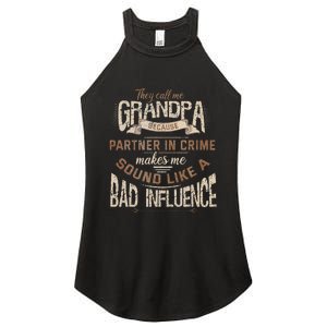 Funny Grandpa Partner In Crime Phrase Granddad Humor Women's Perfect Tri Rocker Tank