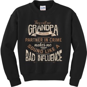 Funny Grandpa Partner In Crime Phrase Granddad Humor Kids Sweatshirt