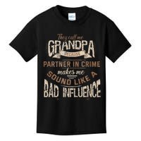 Funny Grandpa Partner In Crime Phrase Granddad Humor Kids T-Shirt