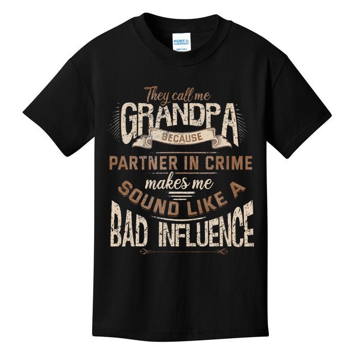 Funny Grandpa Partner In Crime Phrase Granddad Humor Kids T-Shirt