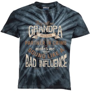 Funny Grandpa Partner In Crime Phrase Granddad Humor Kids Tie-Dye T-Shirt