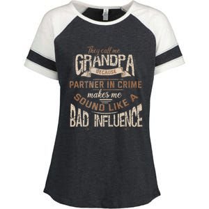 Funny Grandpa Partner In Crime Phrase Granddad Humor Enza Ladies Jersey Colorblock Tee