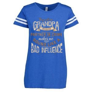 Funny Grandpa Partner In Crime Phrase Granddad Humor Enza Ladies Jersey Football T-Shirt