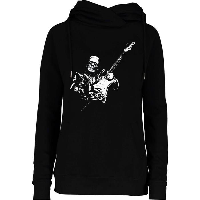 Frankenstein Guitar Player Womens Funnel Neck Pullover Hood