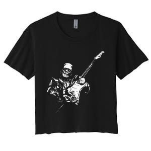 Frankenstein Guitar Player Women's Crop Top Tee