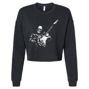 Frankenstein Guitar Player Cropped Pullover Crew