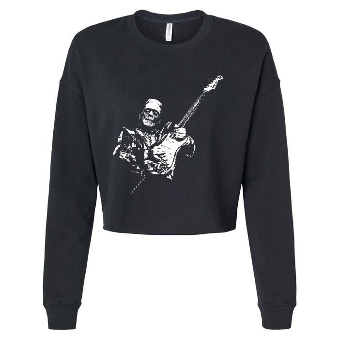 Frankenstein Guitar Player Cropped Pullover Crew