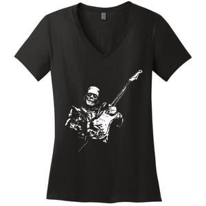 Frankenstein Guitar Player Women's V-Neck T-Shirt